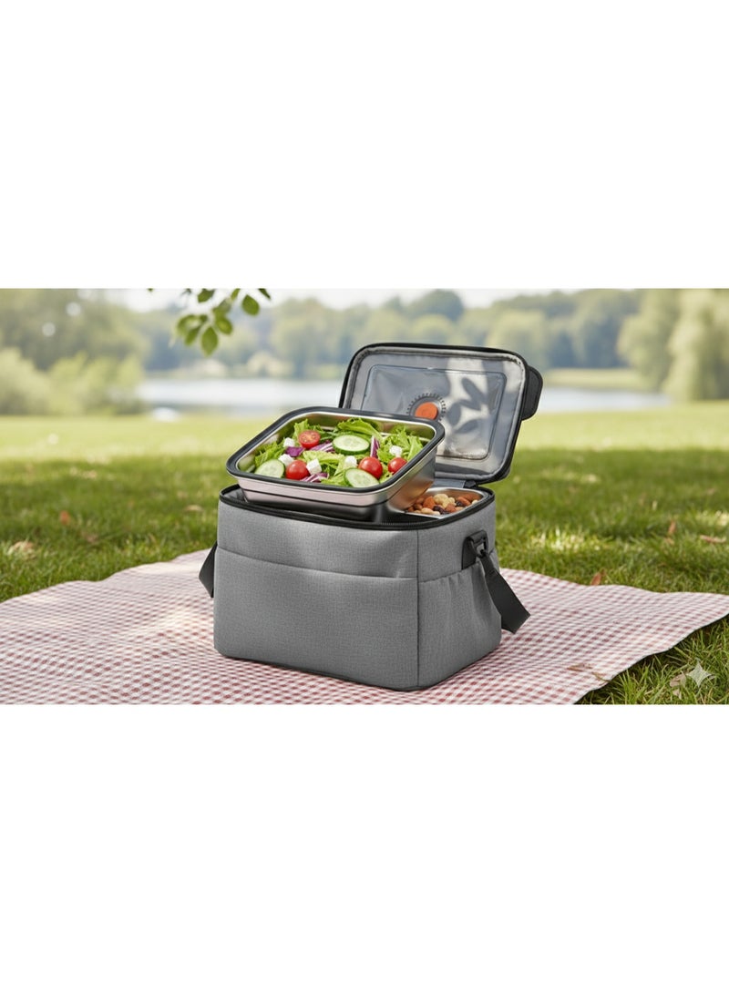 طقم أوعية حفظ طعام ستانلس ستيل محكمة الغلق 5 قطع | علب تخزين طعام فاخرة من الفولاذ المقاوم للصدأ Food Grade BPA Free | صالحة للميكروويف والفرن والفريزر وغسالة الأطباق | أغطية سيليكون مانعة للتسرب 360° | تصميم متداخل موفر للمساحة | مقاومة للتآكل والروائح والبقع | سعات متعددة 2200 / 2000 / 1500 / 1200 / 600 مل - Image 2